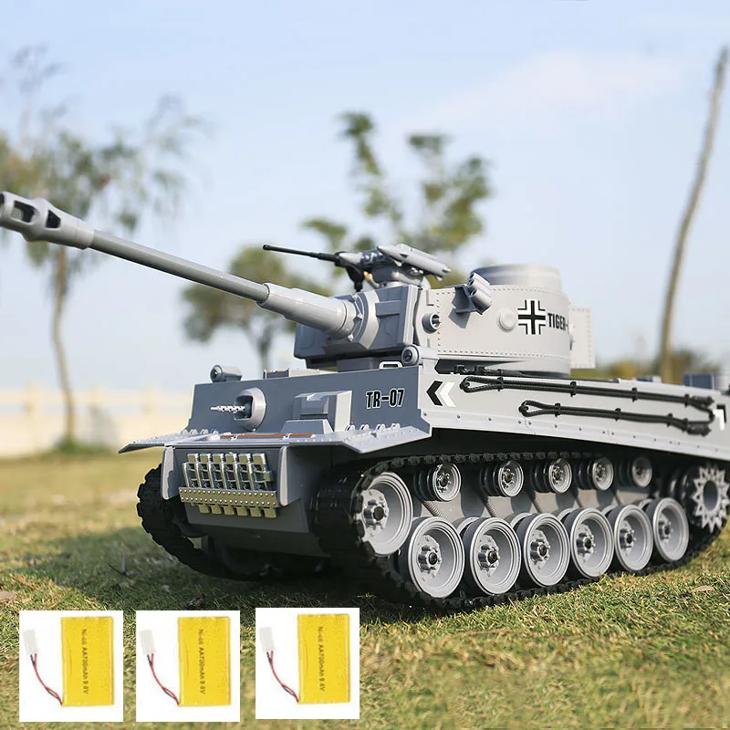 Tiger with 3 battery Немецкий тигр 2A6 боевой симулятор армейский Военный Радиоуправляемый Танк 1:18 2,4G Радиоуправляемый танк с функцией дыма и звука и BB пуля и светильник - Цвет: Tiger with 3 battery