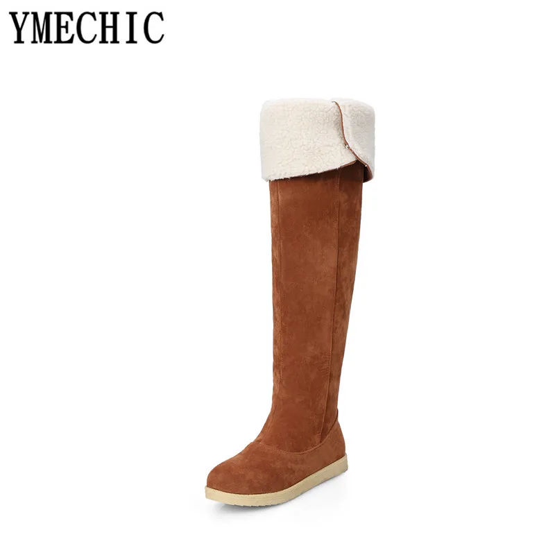 YMECHIC 2018 зимняя женская обувь выше колена женские серые черные коричневые длинные