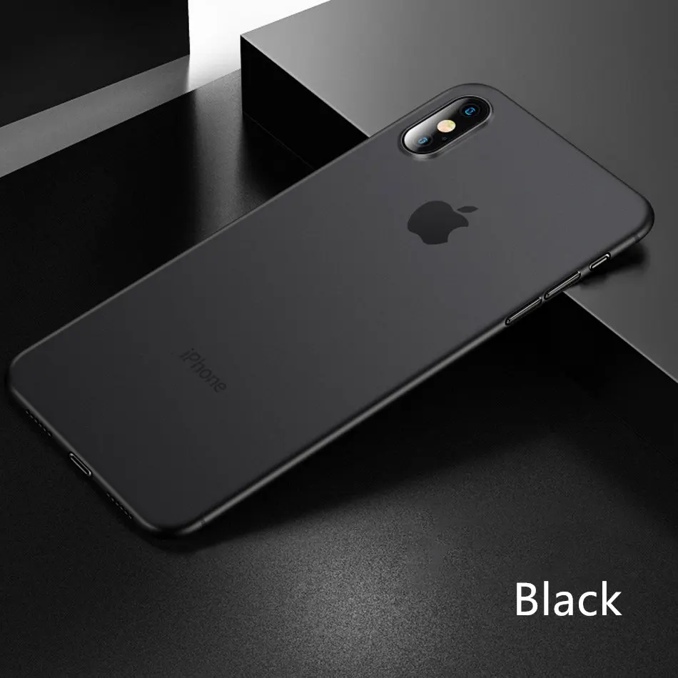 0,26 мм ультра тонкий PP чехол для iphone X XR XS Max полный Чехол для iphone 6 6s 7 8 PLus матовый противоударный Тонкий чехол - Цвет: Black