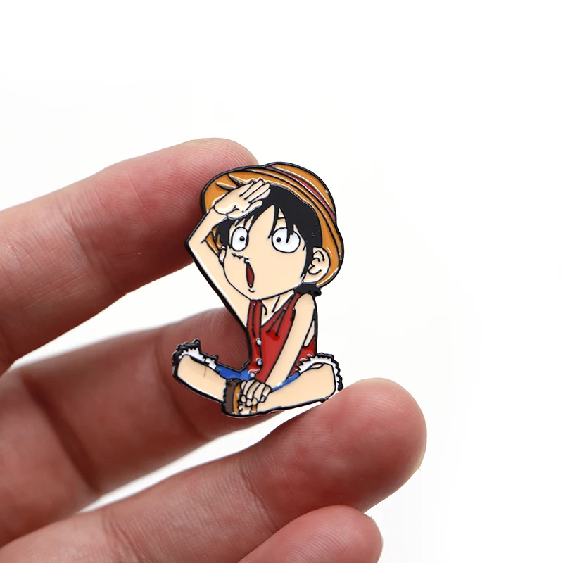Мультяшная аниме броши Luffy эмалированная булавка для мальчиков лацкана