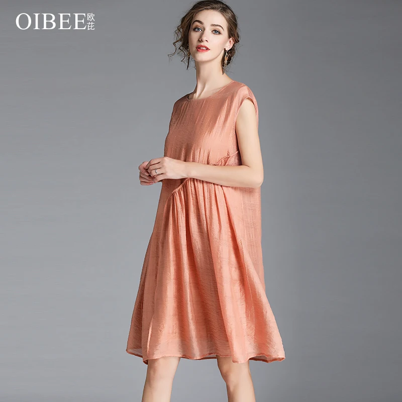 OIBEE шифоновое женское Элегантное летнее пляжное сексуальное платье с круглым вырезом больших размеров
