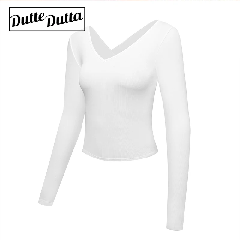 Женская Фитнес рубашка Dutte Dutta Спортивная футболка с открытой спиной и длинным