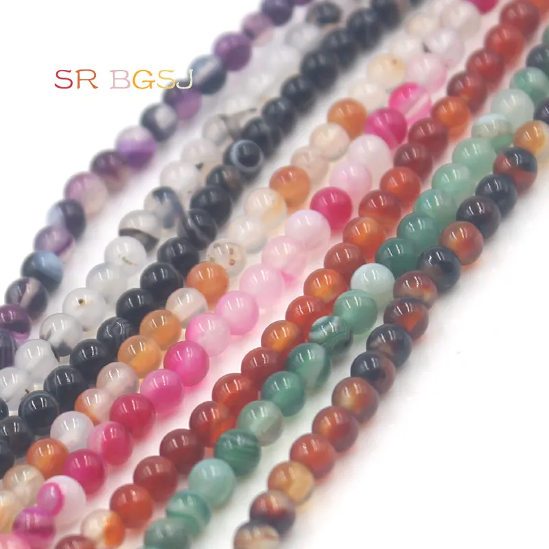 Бесплатная доставка 4 мм круглые в полоску бусины из оникса для изготовления