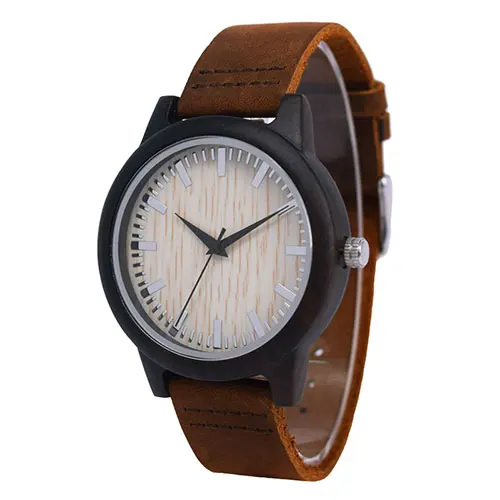 white watch Бамбуковые деревянные часы мужские минималистичные дизайн из натуральной кожи ремешок кварцевые наручные мужские часы как подарки relogio masculino - Цвет: white watch