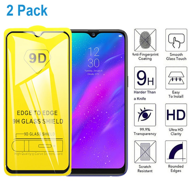 2 шт./лот 9D полное покрытие из закаленного стекла для OPPO Realme 3 Pro Защитная пленка