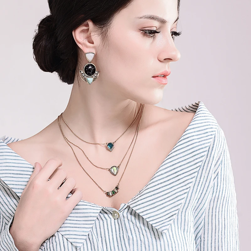 Bulk Price Gold Color 2015 New Necklace Multi Layer Long Wholesale Factory Handcraft For Women Resin Made | Украшения и