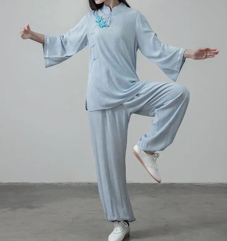 Костюмы для йоги и представлений 3 цветов Женская хлопковая льняная одежда весны