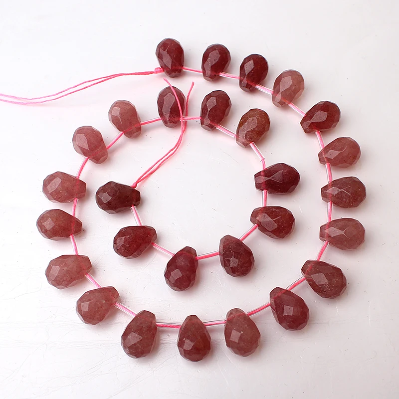 Полная цепочка граненый природы Amethys t розово-strawbeey Lapis Lazuli кварцевые Хрустальные Бусины, форма капли 10x15 мм свободные 5A ювелирные изделия из бисера