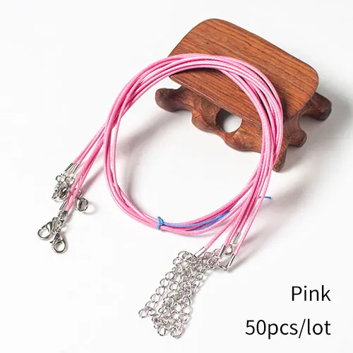 Pink 50pcs 50 шт 1,5 мм 1" ожерелье шнур с застежкой оптом для ожерелье браслет Изготовление ювелирных изделий - Цвет: Pink 50pcs