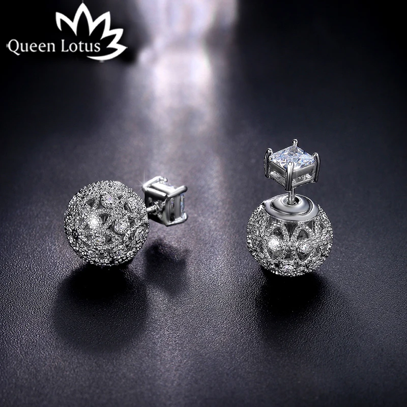 Серьги гвоздики с фианитами в виде цветов|stud earrings|stud earrings for womenzircon |