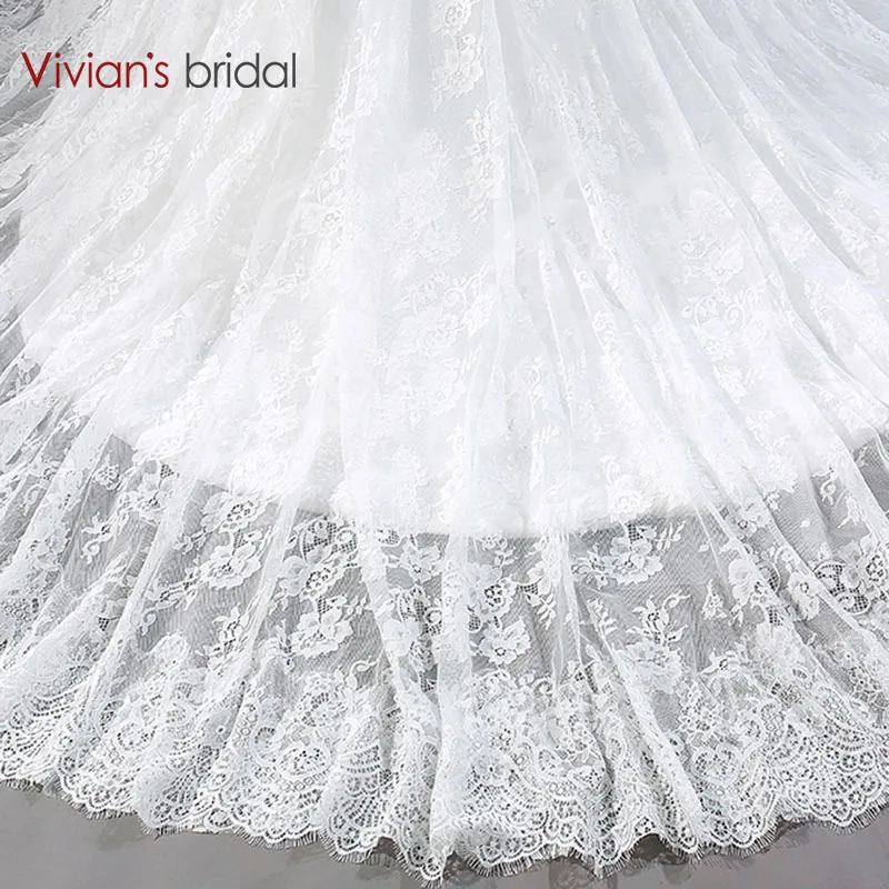Vivian's Bridal белое кружевное свадебное платье с русалочкой три четверти на