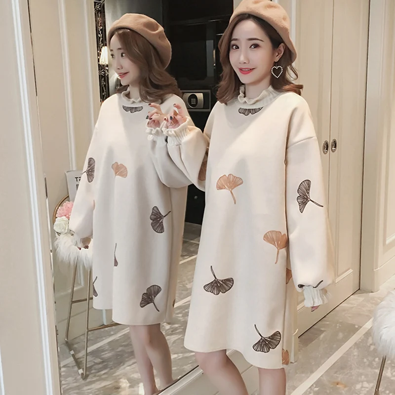 

Женское ретро-платье средней длины, свободное платье с оборками и воротником-стойкой, расшитое деревянными ушками, Осень-зима 2019