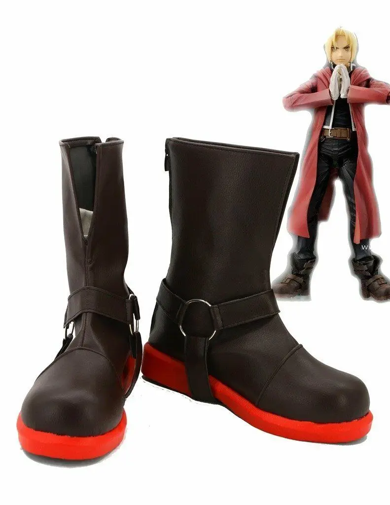 Цельнометаллический костюм алхимика Эдварда Элрика для косплея ботинки обувь