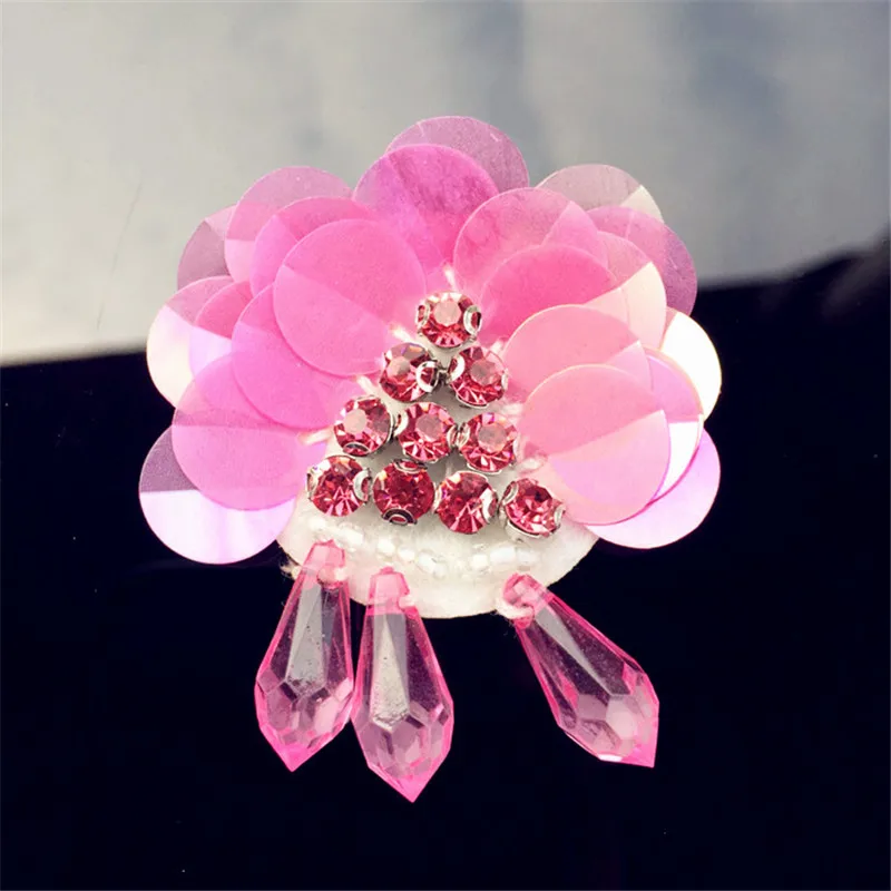 1 шт. хрустальные сверла розовые блестки бусины Цветок Патчи пришить стикер