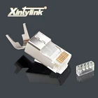 Коннектор xintylink rj45 для кабеля ethernet, разъем RJ 45, cat7, cat6a, 8P8C, stp, позолоченный, 50u, экранированный разъем 1,5 мм