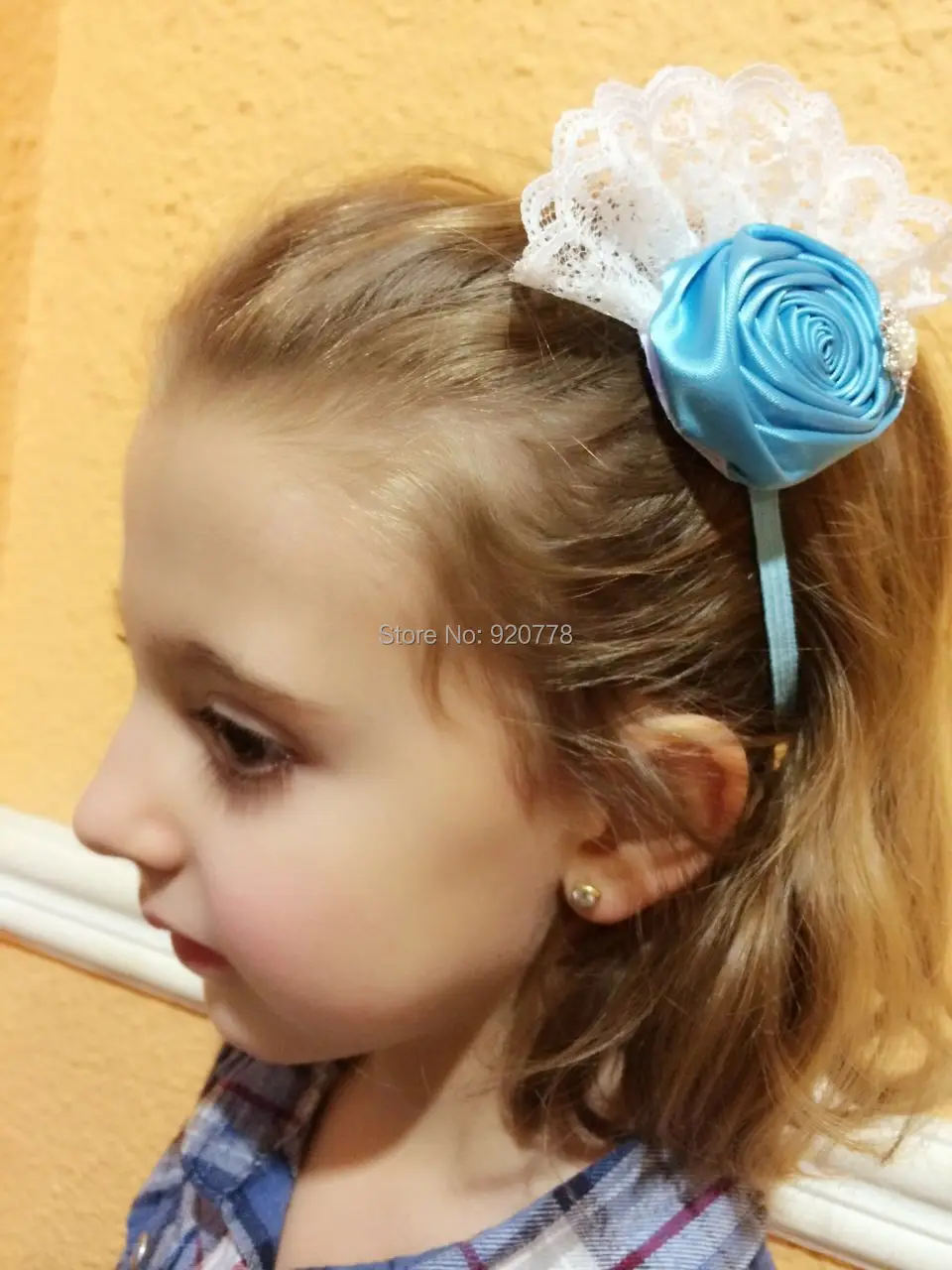 Розничная продажа 1 шт. повязка на голову для девочек атласный цветок розы в