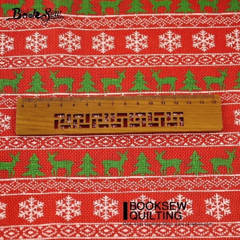 Поделки из льняной ткани Booksew текстиль 50x150 см Красная рождественская тема