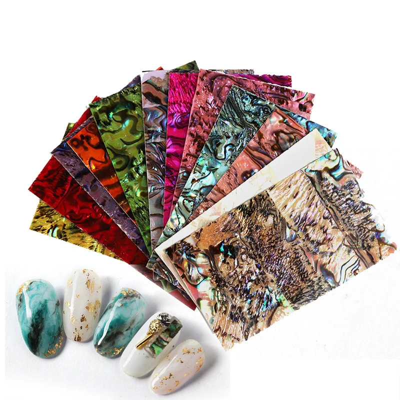 1 Лист наклейки для дизайна ногтей Клей сломанный градиент Русалка Оболочка