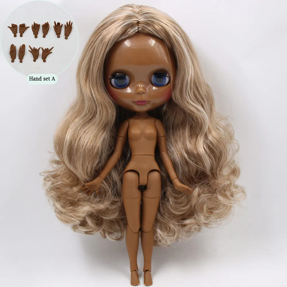 B doll and hand A ICY Nude Blyth кукла No. BL340/9158 коричневый микс серые волосы тело 1/6 bjd, пульлип, licca, jerryberry - Цвет: B doll and hand A
