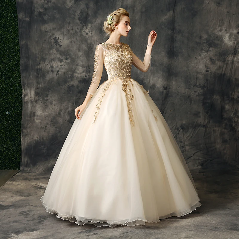 Ruthshen/Винтажные Платья De Debutantes 15 Anos светильник Champagne Puffy бальное платье с рукавами