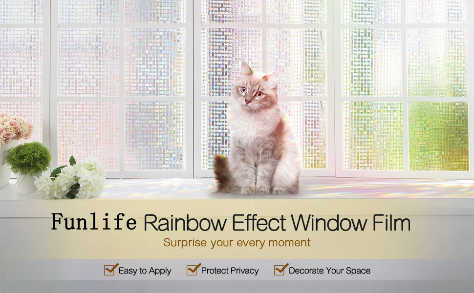 Funlife виниловая 3D оконная пленка, уличная оконная наклейка, статическая декоративная пленка для стекла, не клейкая, термоконтроль, анти-УФ