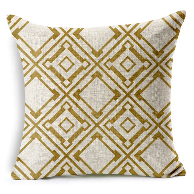 Персонализированные ретро золотые геометрические печатные подушки для кровати