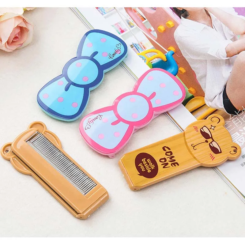 3 шт. детский гребень для волос с мультяшным медведем складное зеркало расческа