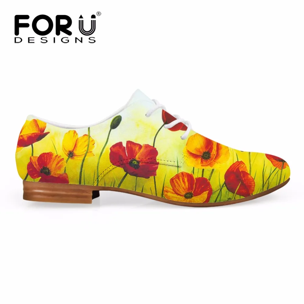 FORUDESIGNS/модные весенние женские туфли оксфорды с цветочным рисунком Кожаные