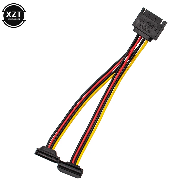 Высокое качество 15 см 90 градусов SATA Pin папа 2x15 P Женский Y сплиттер адаптер разъем