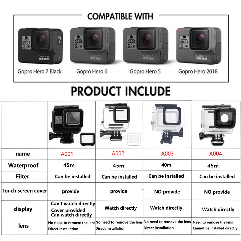 Аксессуары TUYU для Gopro Hero 7 6 5 водонепроницаемый защитный чехол дайвинга на 45 м