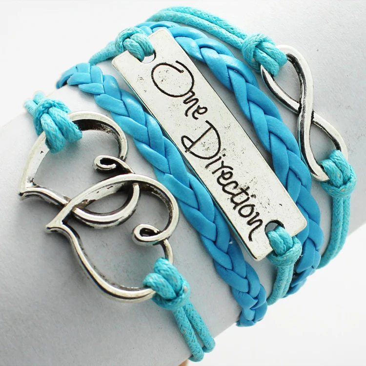 Vintage Style LOVE Believe Dream Anchor rudder Owl Infinity Jewelry Wax Cord Ropes Sky Blue braided Personalized Charm bracelet | Украшения
