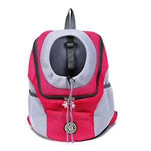 Red Открытый Сумка для собаки путешествия двойной рюкзак Bleathable сетки Pet Carrier собака сумка рюкзак на грудь для Пеший Туризм - Цвет: Red