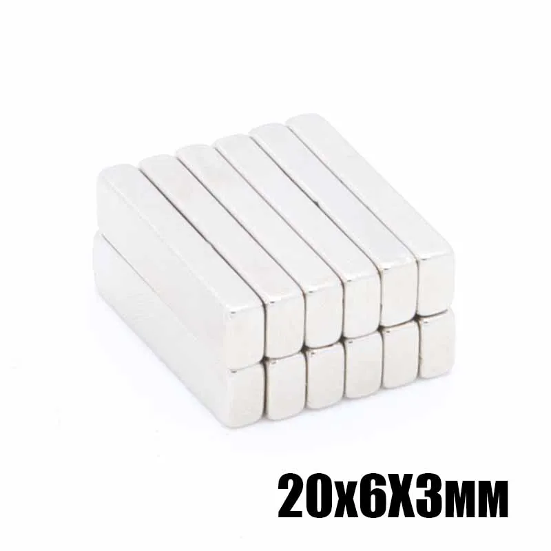50 шт./лот F 20x6x3 мм N35 Сильный квадратный редкоземельный магнит NdFeB 20*6*3 неодимовые