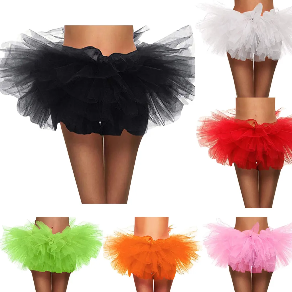 Женская юбка с блестками эластичная короткая 5 слоями пачка для танцев взрослых