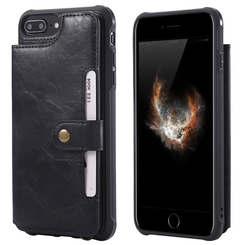 Черный Кожаный чехол-кошелек HAISSKY для iPhone 6, 6s Plus, 7, 8 Plus, X, XS, чехол-кошелек, мягкая откидная крышка для iPhone XR, XS, Max, чехол для телефона s - Цвет: Черный