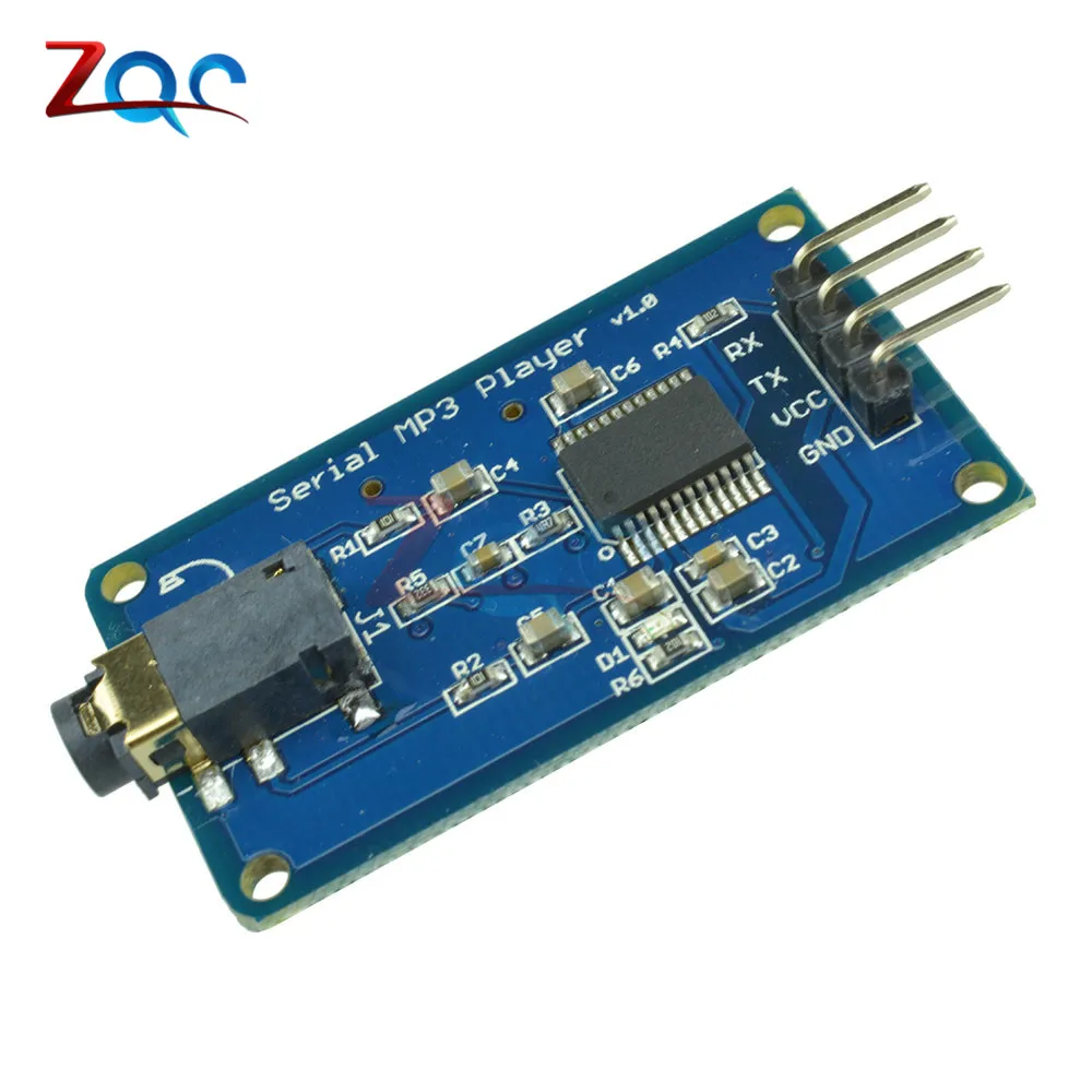 YX5300 UART TTL Serial Control MP3 Music Player Module Support MP3/WAV Micro SD/SDHC Card for Arduino/AVR/ARM/PIC 3.2 -5.2V DC |