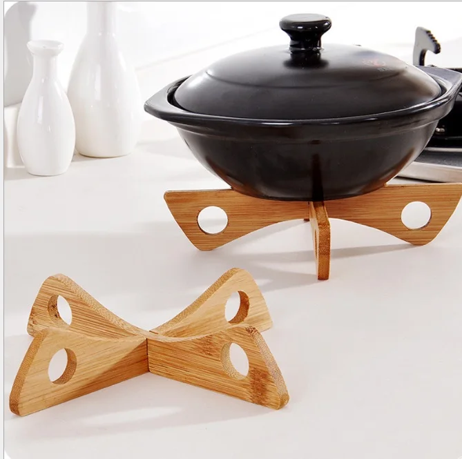 Бамбук термостойкие Пан коврики съемный горшок мат Держатель Кухня Пособия по