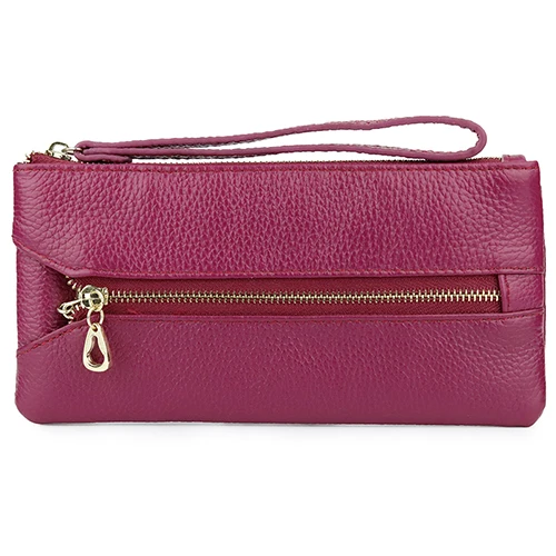 Rose Purple Длинный, унисекс, кошельки для ключей, Премиум класс, Натуральная Воловья кожа, на молнии, кошельки для монет с ручной веревкой, новинка, женские и мужские ключницы - Цвет: Rose Purple