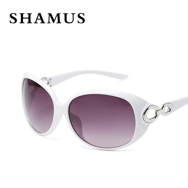Брендовые солнцезащитные очки Shamus с сумкой UV400 зауженные Женская пластиковая