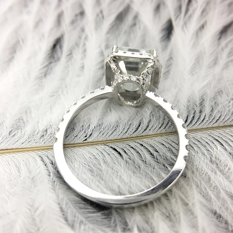 AEAW Solid 14K белое золото 1ctw Moissanite DF цвет Изумрудный рубиновое обручальное кольцо Moissanite Accent Роскошные ювелирные изделия из чистого золота для женщин