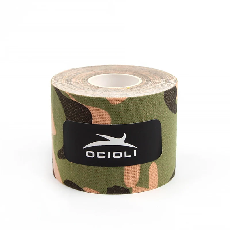 green camouflage Новинка, Спортивная кинезиологическая лента, кинезиотапная рулон, хлопок, эластичная, медицинская, клейкая повязка для мышц, деформация, травма, баскетбол, волейбол - Цвет: green camouflage
