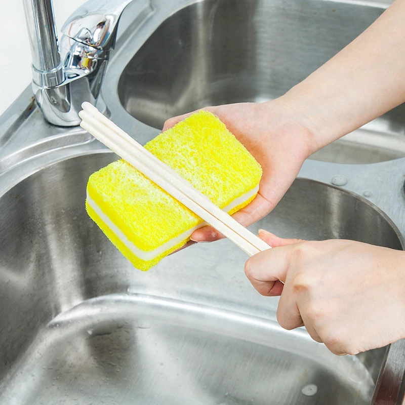 Волшебная губка из необработанного волокна для мытья утолщенная посуды кухонная