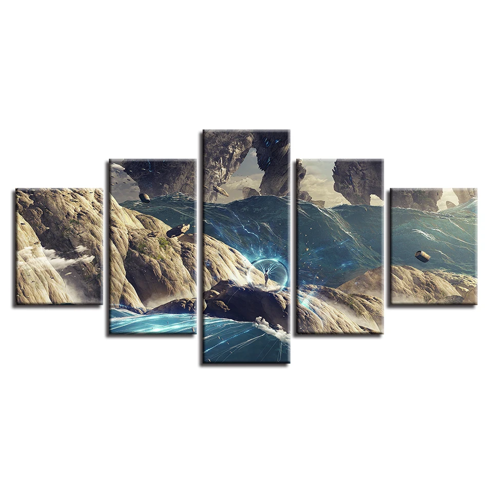Декор для гостиной настенная Картина на холсте 5 шт. HD печать горная пещера вода