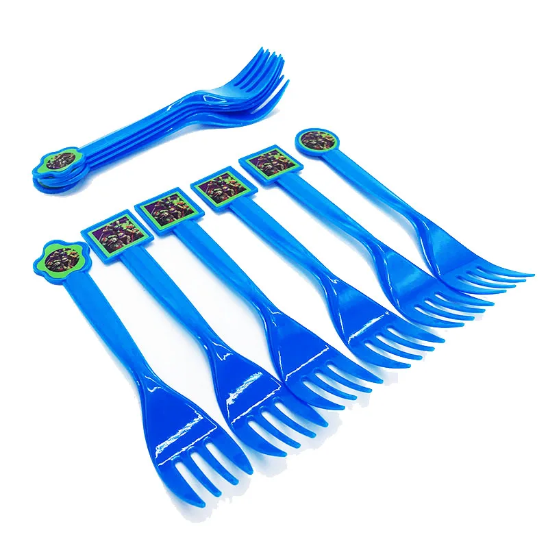 10pcs forks Одноразовые вечерние столовые приборы Черепашки Ниндзя тематическая вечеринка на день рождения декорации тарелки Черепашки Ниндзя чашки - Цвет: 10pcs forks