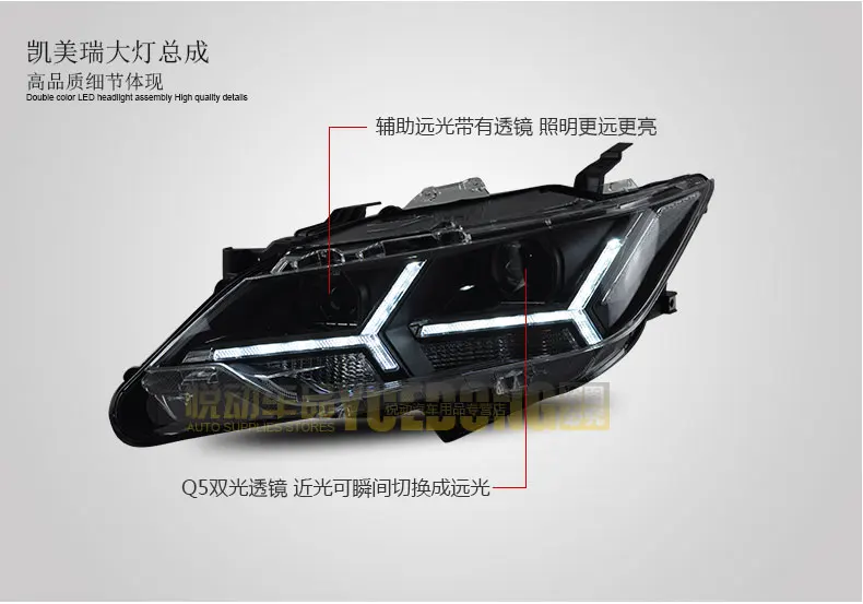 D_YL автомобильный Стайлинг для Toyota Camry фары светодиодная фара дальнего света Camry LED DRL Объектив Двойной Луч H7 спрятал bi Xenon объектива