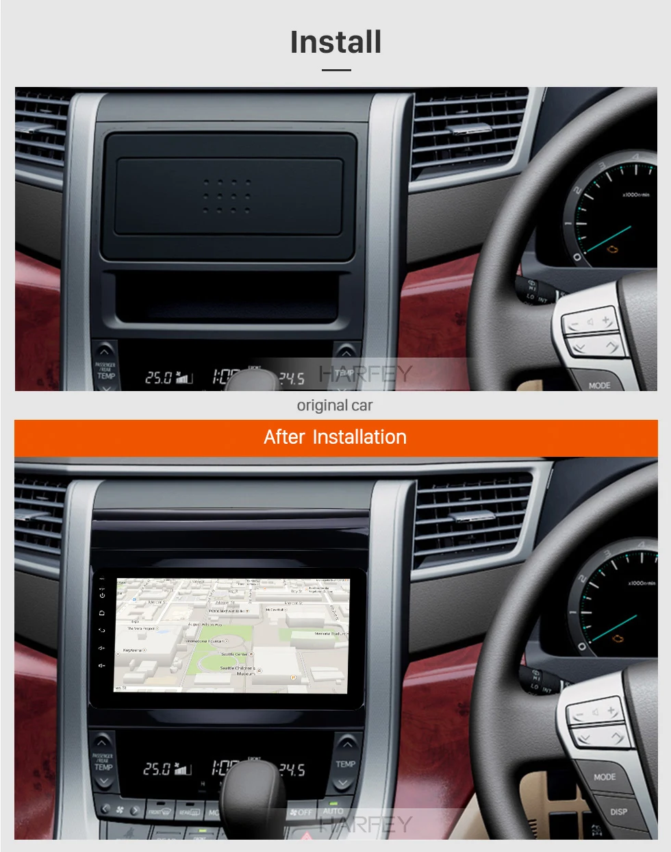 Harfey Автомобильный мультимедийный плеер для 2009- Toyota ALPHARD(Vellfire ANH20) " Android 8,1 радио gps Navi с зеркальной связью DVR SWC
