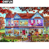 homfun 5d diy diamond painting full squareround drill house scenery embroidery cross stitch mosaic home decor gift a08285
