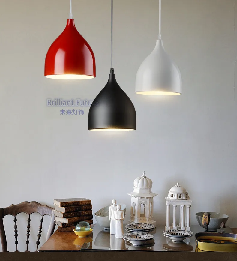 

Modern Color Pendant Lights E27 Holder AC220V Aluminum Black/White/Red Single Head Dining-room Pendant Lamps