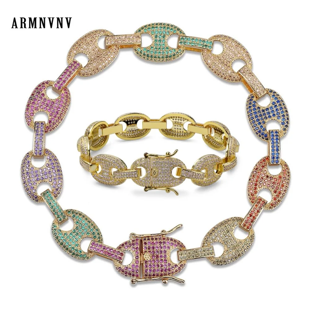 ARMNVNV многоцветный золотой серебряный 4 цвета s Iced Out шикарный браслет цепочка для