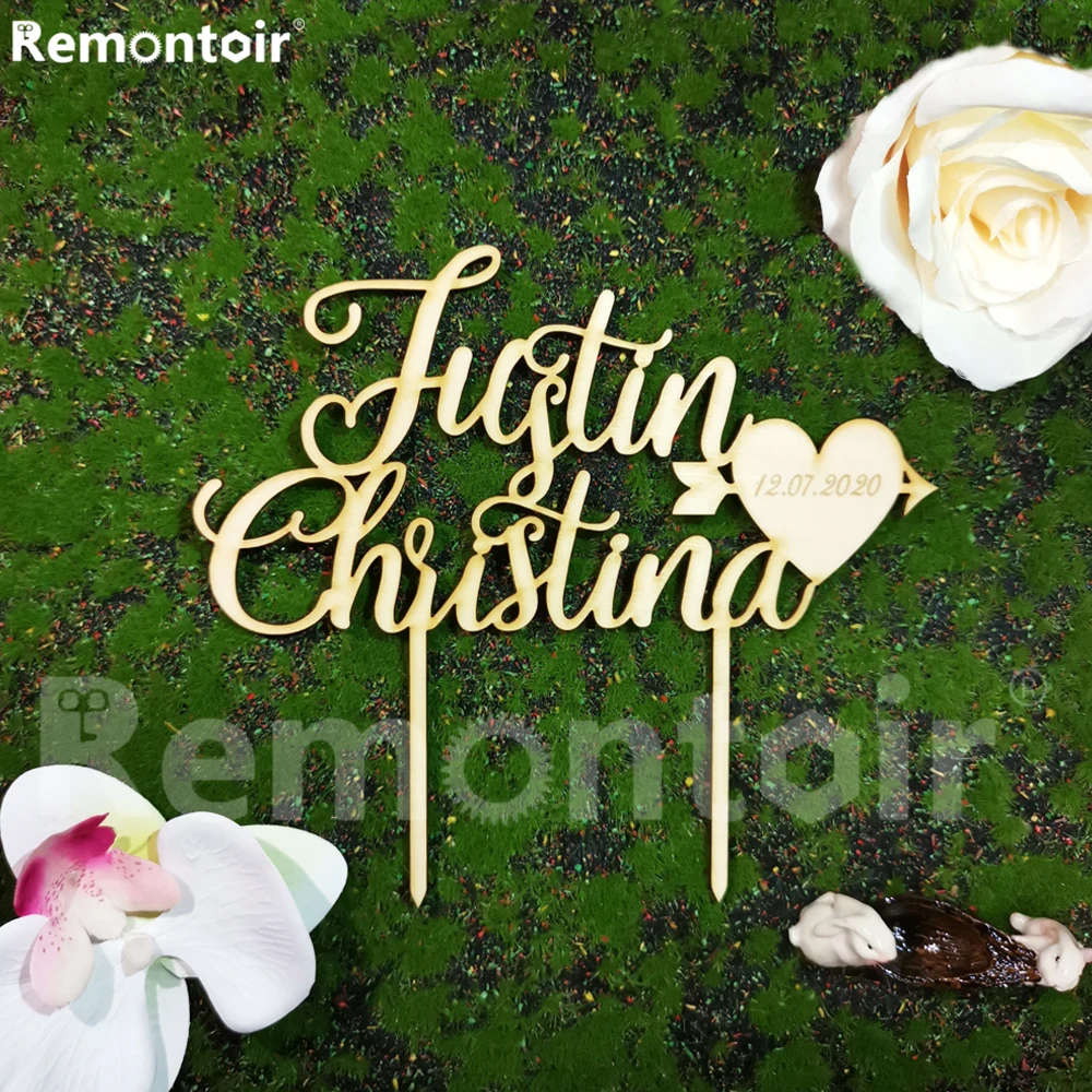 Персонализированные Свадебный торт Топпер пользовательские парные имена с